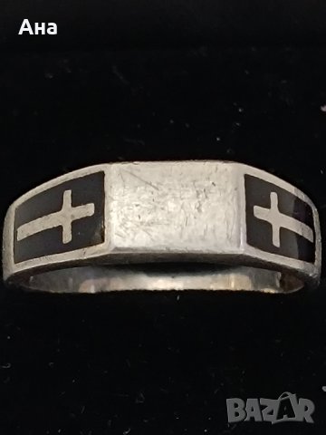 Сребърен Пръстен с емайл #62Е, снимка 1