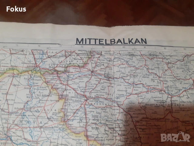 Стара немска голяма карта на Балканския полуостров, снимка 2 - Антикварни и старинни предмети - 53281782