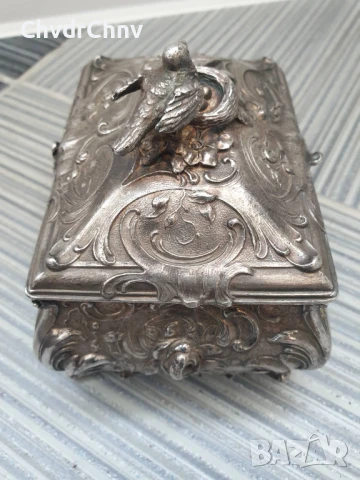 Малка стара ВМФ посребрена кутия за бижута Арт Нуво/WMF бижутерка 12x9x9см, снимка 3 - Антикварни и старинни предмети - 50524410