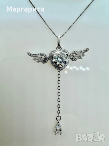 Сребърно колие с мойсанит (диамант) 1 карат, снимка 16 - Колиета, медальони, синджири - 53060728