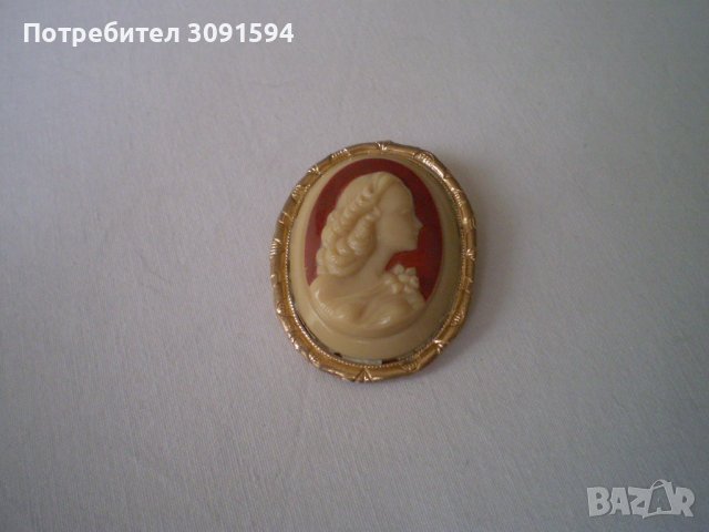 брошка -игла с викторианска жена-камея , снимка 2 - Антикварни и старинни предмети - 40403157