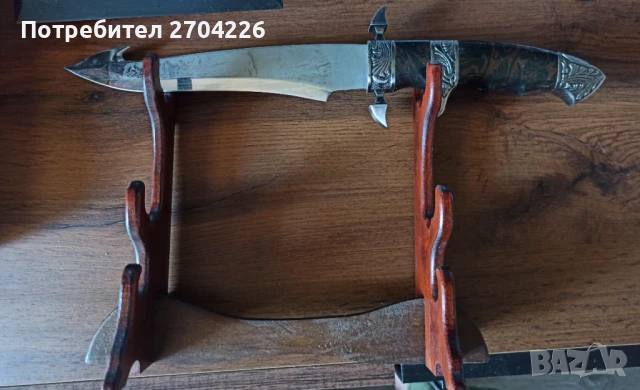 Гравиран нож с поставка, снимка 5 - Антикварни и старинни предмети - 50594845