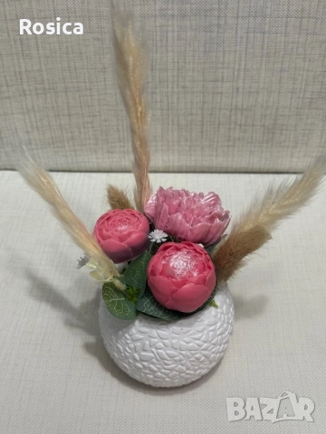 Сапунени цветя, снимка 5 - Ръчно изработени сувенири - 51540288