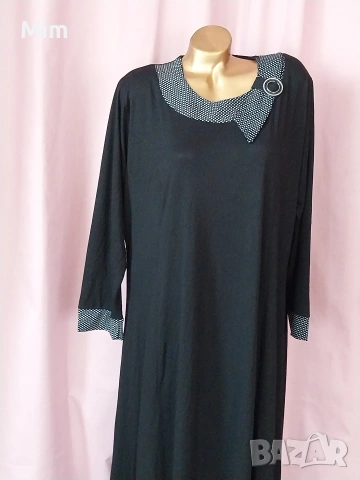 54 Черна свободна рокля от трико, снимка 6 - Рокли - 53921525