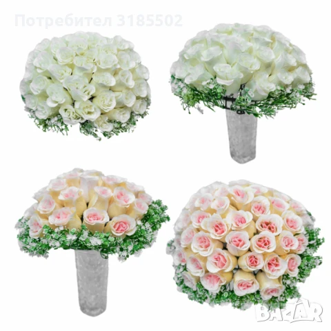 Елегантен букет от изкуствени рози, снимка 2 - Изкуствени цветя - 51228010