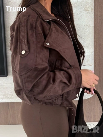 Красиво яке, велур, байкър стил, високо качество, снимка 5 - Якета - 52219176