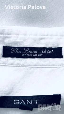 Ленена риза GANT оригинал, 100% лен, снежнобяла, 3XL, Португалия, снимка 8 - Ризи - 53929564