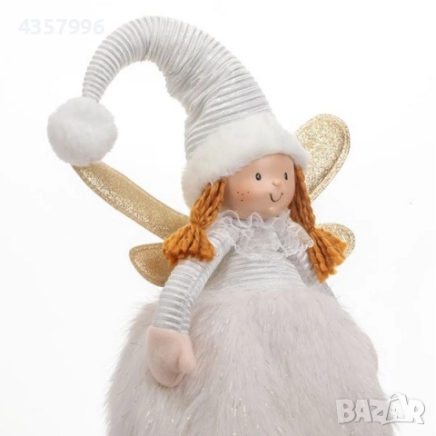 Коледна декоративна фигурка на ангел с пухкава пола, 69см, снимка 3 - Декорация за дома - 52393047