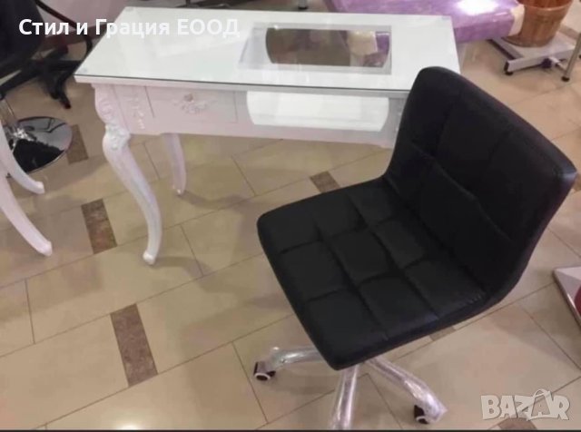 Козметичен стол - табуретка с облегалка A-5299 - бял б черен 48/61 см, снимка 10 - Друго оборудване - 38393043