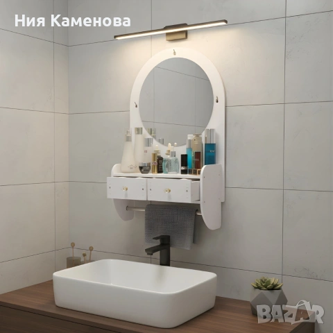Огледало за грим с място за съхранение – елегантно и спестяващо място решение за баня и спалня, снимка 2 - Тоалетки - 53015580