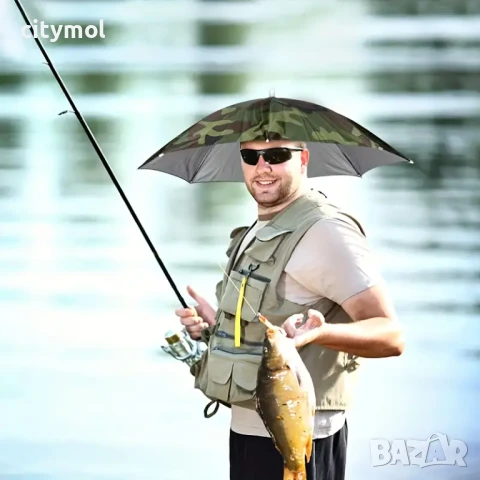 Шапка-чадър камуфлажна, за защита от дъжд и слънце, при риболов, в гората, къмпинг и море.