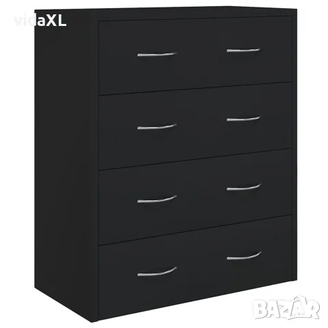 vidaXL Сайдборд с 4 чекмеджета, 60x30,5x71 см, черен, снимка 3 - Бюфети - 56147083