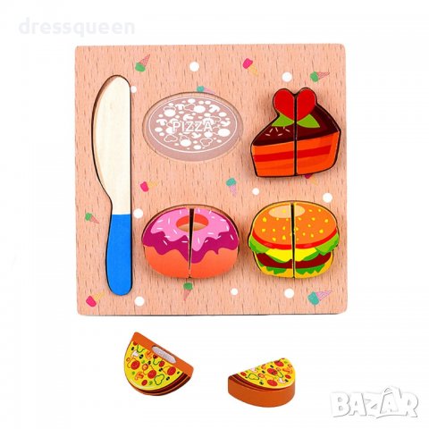 3581 Комплект дървени храни за рязане с нож и дъска, снимка 5 - Други - 37769832