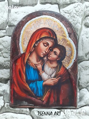 икона на Богородица Умиление съвременен стил 16.5/11 см, снимка 2 - Икони - 29760887