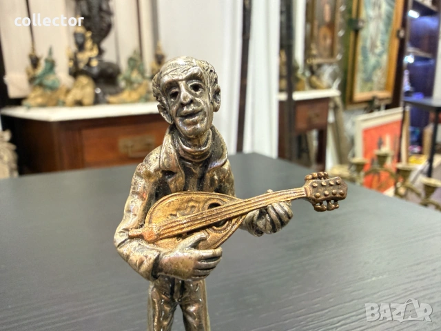 Италианска сребърна фигура на музикант. №8008, снимка 8 - Антикварни и старинни предмети - 53946331