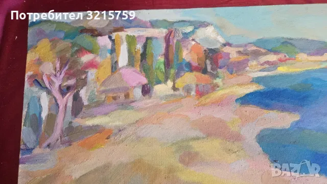 Красива картина масло , платно, подпис -A.TANEVA , 55х32см., снимка 4 - Картини - 50413282