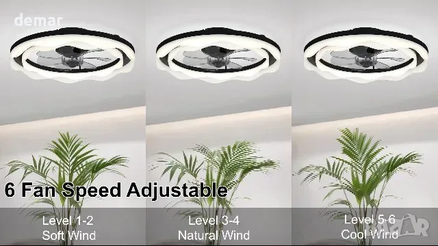 Таванен вентилатор JAYNLT с LED, 51 см, дистанционно и приложение, снимка 7 - Вентилатори - 55945900