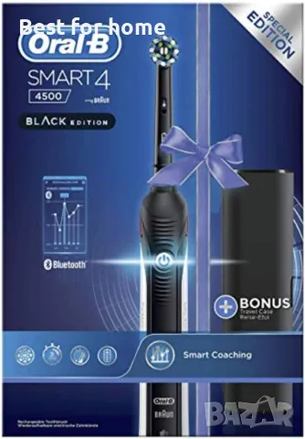 Електрическа четка за зъби Oral-B Smart 4 4500 Black Edition, Черна, 3 режима, 2 глави, Bluetooth, Т, снимка 6 - Други - 50104109