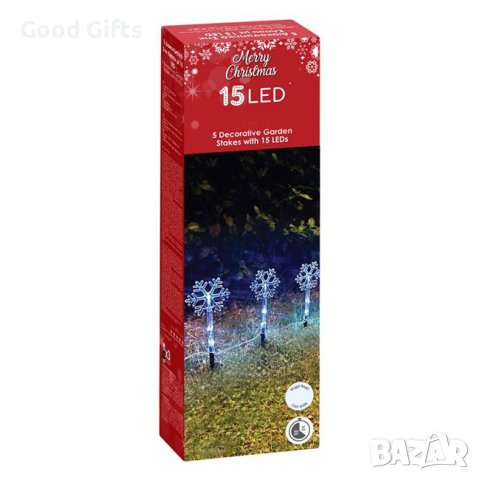 Коледни лампи Снежинки, Студено бяло, 24см, снимка 4 - Лед осветление - 42742236