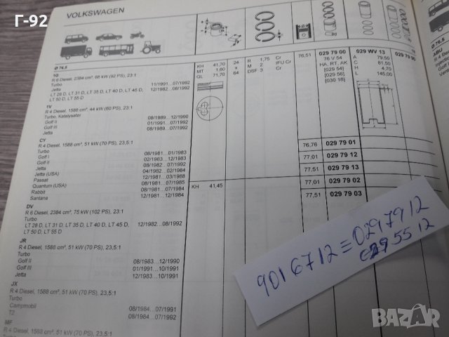 9026712**NEU**MAHLE**VW**1.6D/TD-2.4D/TD**БУТУЛО**К-Т**, снимка 8 - Части - 35371188