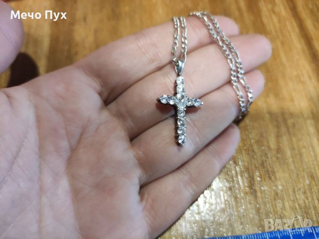 Сребърен синджир с кръст (105), снимка 1 - Колиета, медальони, синджири - 39180220
