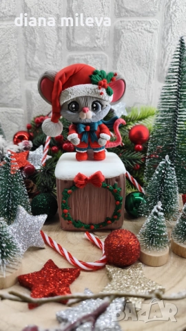 Коледна  Мишка, идеален подарък за малки и големи!!!, снимка 9 - Декорация за дома - 52396703