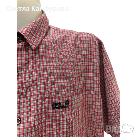 Мъжка риза JACK WOLFSKIN размер 3XL XXXL червено каре, снимка 5 - Ризи - 44569208