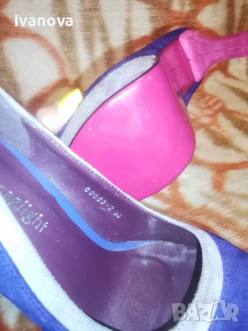 Велурени шарени обувки на ток, снимка 4 - Дамски обувки на ток - 37781332
