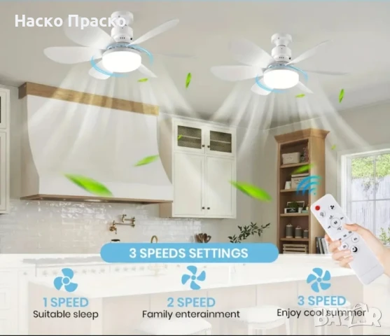 Таванен вентилатор с led осветление, снимка 2 - Вентилатори - 51037808