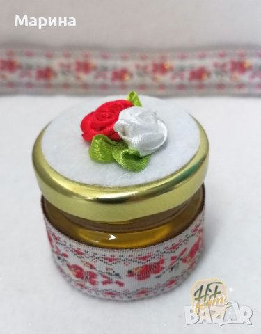 Малки бурканчета с мед, етно мотиви с бял фон. , снимка 3 - Други - 37500405