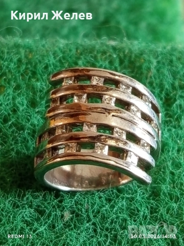 Авторски сребърен пръстен Арт бижу с инкрустирани ПЛАНИНСКИ КРИСТАЛ 54206, снимка 2 - Пръстени - 54027079