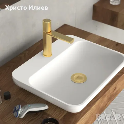 Смесител за мивка със сифон Дизайнерски Луксозен внос от Германия Златен, снимка 4 - Смесители - 49271082