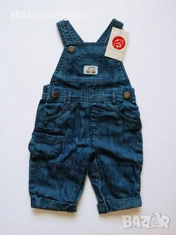 Бебешки дънков гащеризон за момче, размер 0-3 месеца