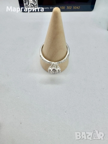 Сребърен пръстен с мойсанит (диамант) 1 карат, снимка 5 - Пръстени - 52059258