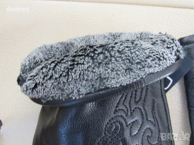 Черни дамски кожени ръкавици с подплата, нови, снимка 10 - Ръкавици - 31968930