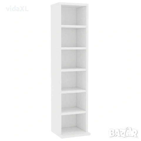 vidaXL Етажерка за компактдискове, бяла, 21x20x88 см(SKU:800351)