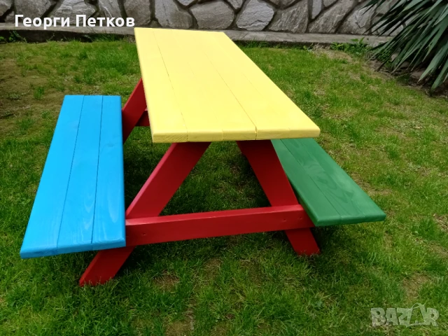 Градинска детска масичка с пейки,цветна, снимка 5 - Други - 50280074