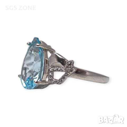 ПЕРФЕКТЕН ПРЪСТЕН от ТАЙЛАНД с ЕСТЕСТВЕН ТОПАЗ SWISS, снимка 5 - Пръстени - 51191288