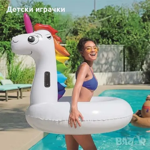 Надуваем пояс Bestway еднорог, 136 х 131 см, за басейн и плаж, снимка 3 - Надуваеми играчки - 49899724