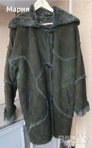 Кожух от естествена кожа, тъмно зелен 48(2XL), снимка 4 - Палта, манта - 52506484