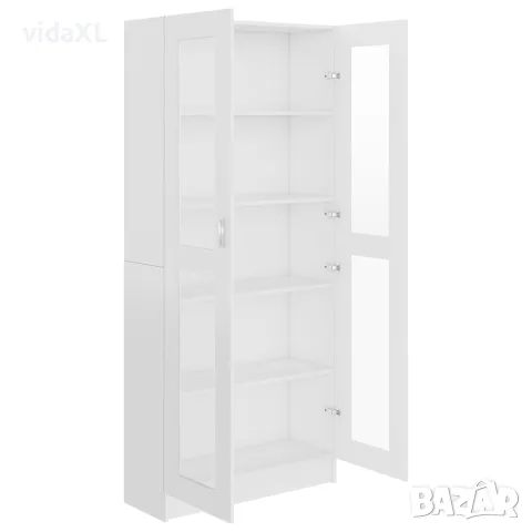 vidaXL Шкаф витрина, бял, 82,5x30,5x185 см, инженерно дърво, снимка 4 - Секции и витрини - 56147843