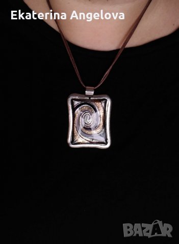 Голямо стейтмънт бохо колие, медальон, висулка плочка четириъгълник