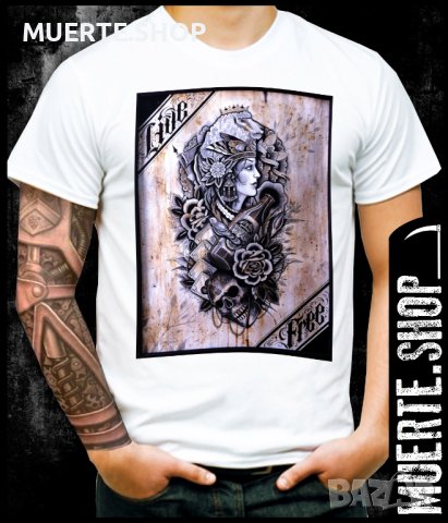 Тениска с щампа LIVE FREE