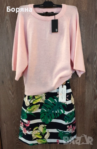 Leger 157 нов с етикет пуловер с къс ръкав в бебешко розово, снимка 5 - Блузи с дълъг ръкав и пуловери - 54080100