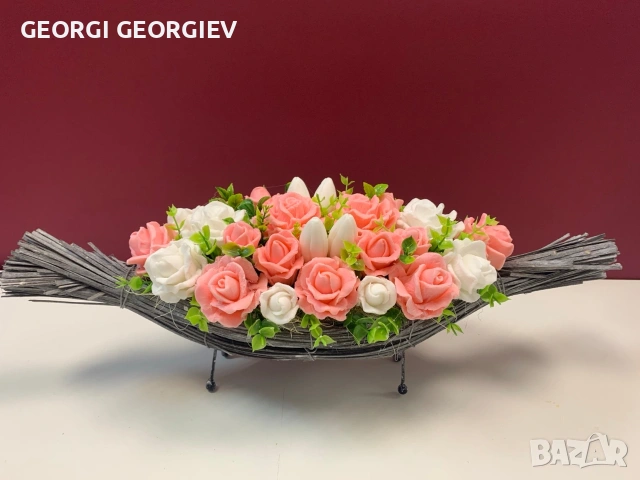 цветя изработени с глицеринов ароматен сапун и Българска роза 🌹, снимка 14 - Изкуствени цветя - 53255257