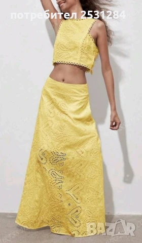Нов жълт комплект пола и топ , снимка 2 - Комплекти - 51421150