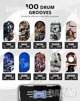 STRICH Стерео педал за китара с вграден барабанен компютър, 100 барабанни патерна, снимка 5 - Китари - 53889685