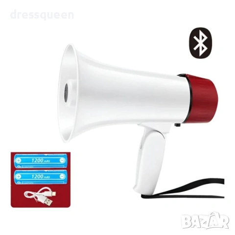 4917 Мощен преносим акумулаторен мегафон 20W с бързо Type-C зареждане, снимка 4 - Футбол - 53906256