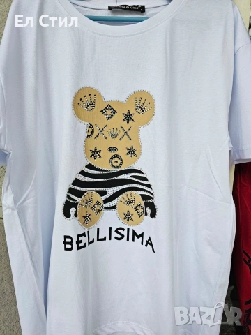 💎Дамски тениски с камъчета От С до Л свободен модел е, снимка 2 - Тениски - 54075286