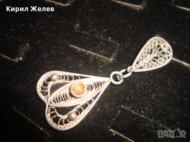 ДИАМАНТЕНА СРЕБЪРНА СТАРИННА ФИЛИГРАННА ВИСУЛКА РЪЧНА ИЗРАБОТКА 19444, снимка 9 - Антикварни и старинни предмети - 31578503